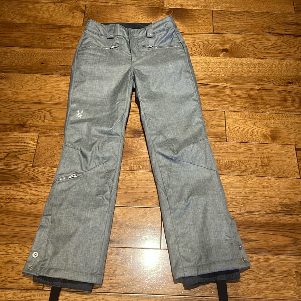 Sz 6 Short Spyder ME tailored fit grey insulated ski pants, 29”inseam
